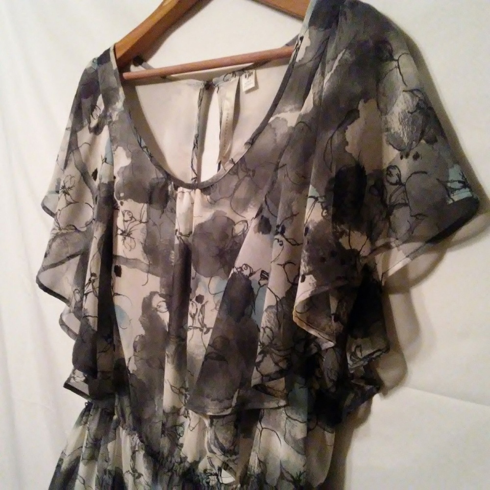 Floral Semi Sheer Fully Lined Belted Shift Dress - Picture 4 of 9